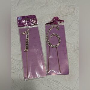 NWT Rhinestone Gold Number 16 Sweet 16 Cake Toppers